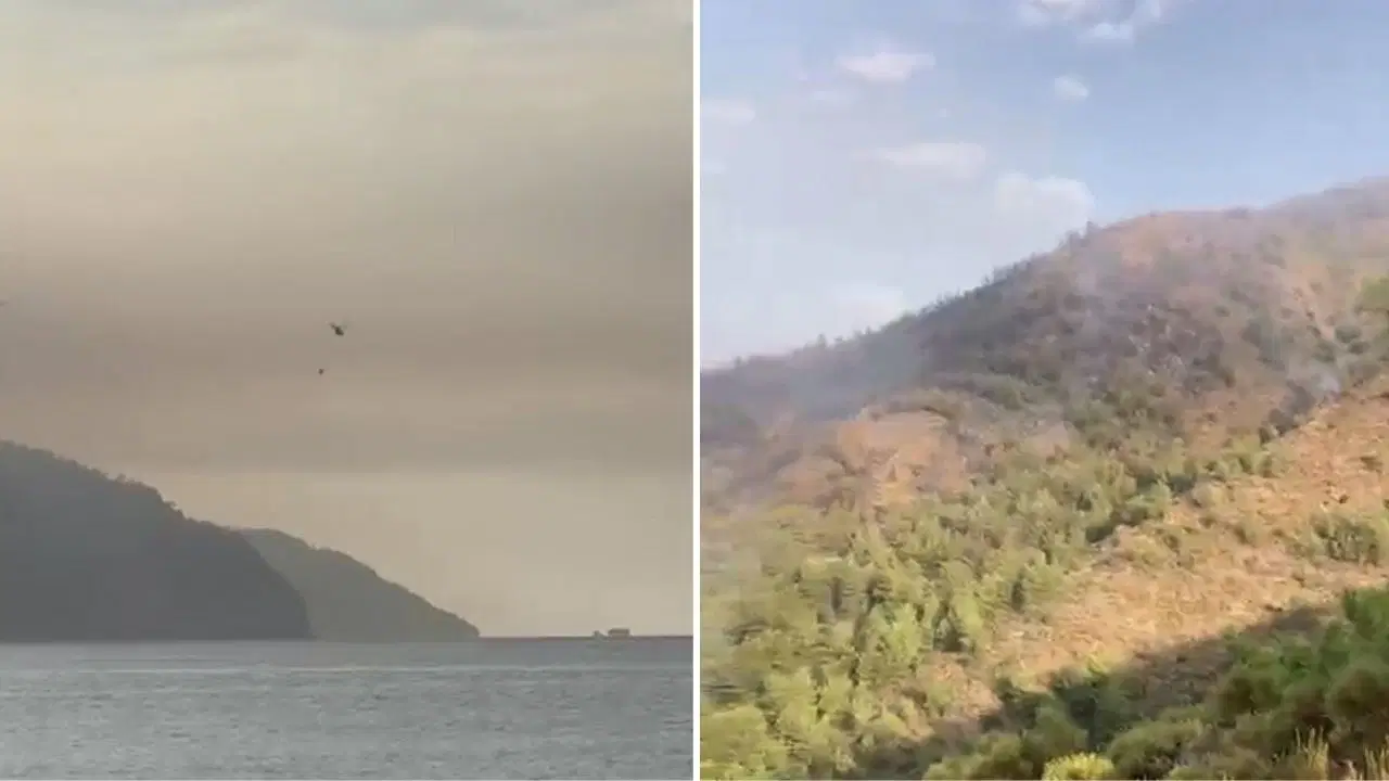 Marmaris'teki orman yangını ikinci gününde: Alevlerin enerjisi düşürüldü, soğutma çalışmaları devam ediyor
