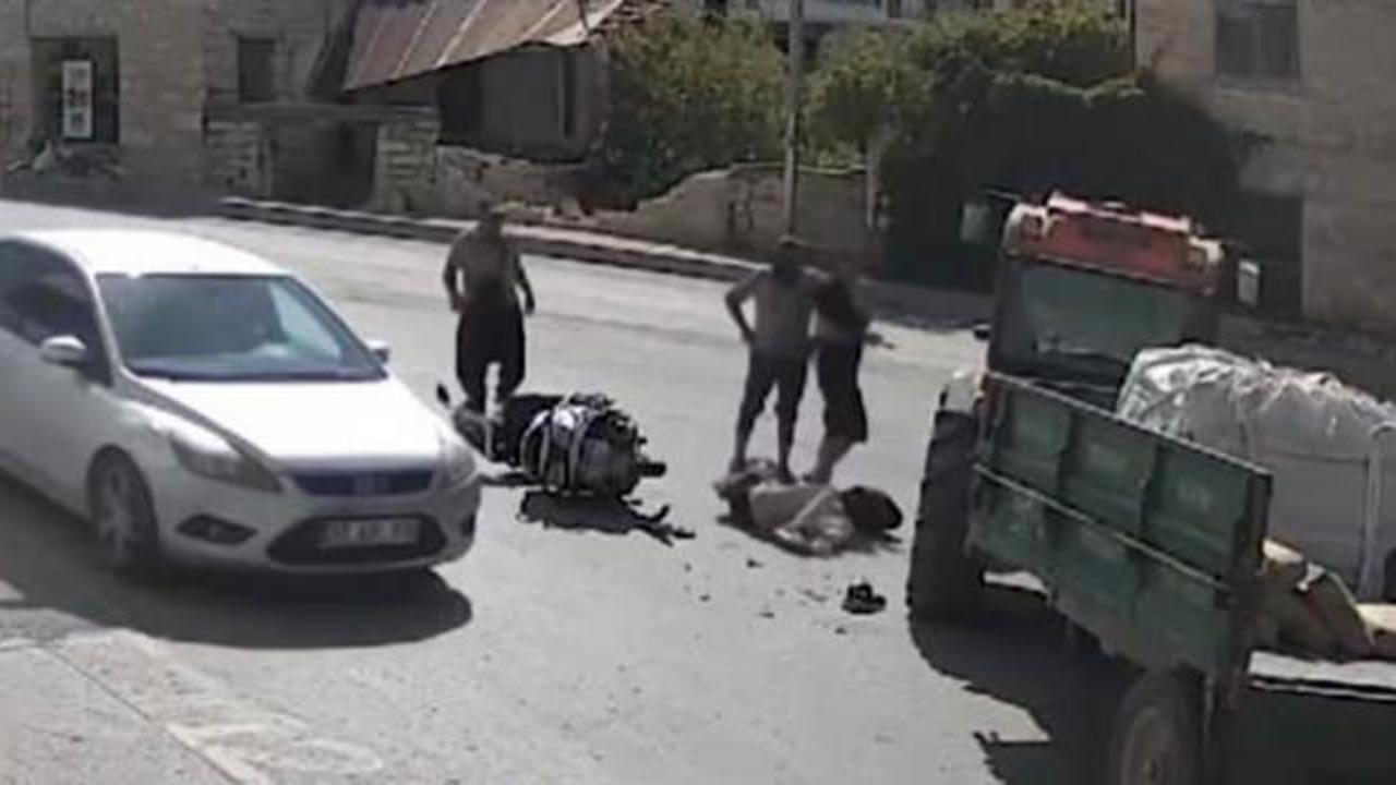 Mersin'de motosiklet traktörün altına girdi: O anlar kamerada