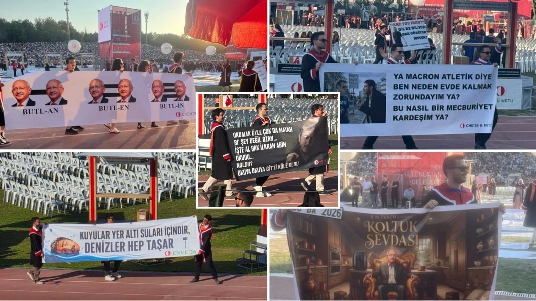 ODTÜ mezuniyet töreninde pankartlı protesto: 'Susmadık, susmayacağız'