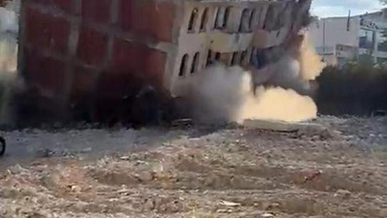 5 katlı bina tek dokunuşla unufak oldu