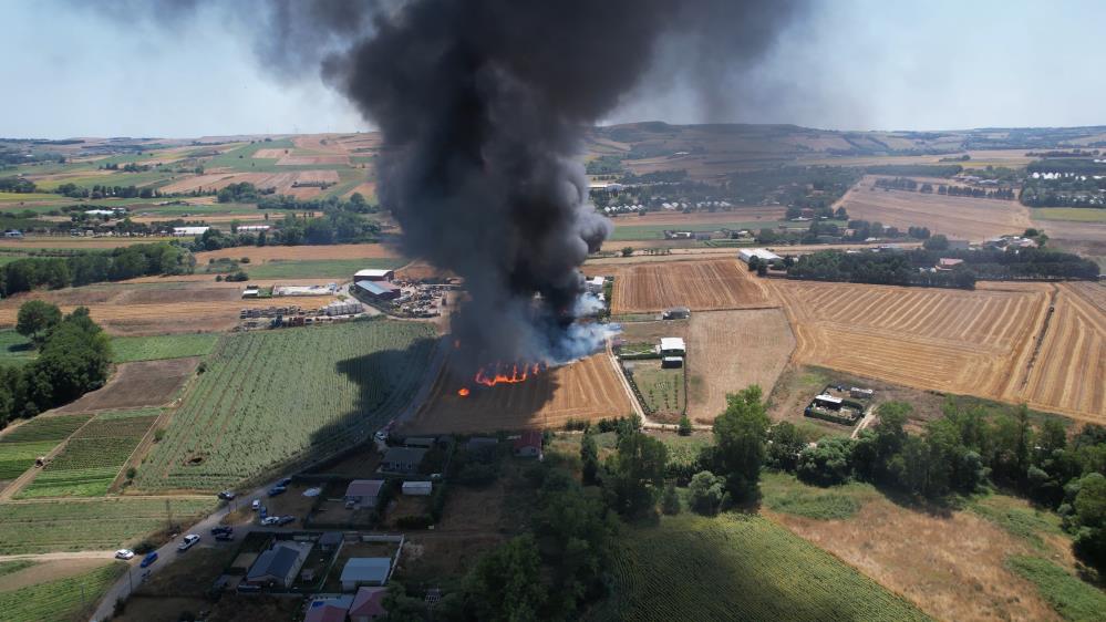 Çatalca'da fabrikada çıkan yangın buğday tarlasına sıçradı: Bir işçi yaralandı