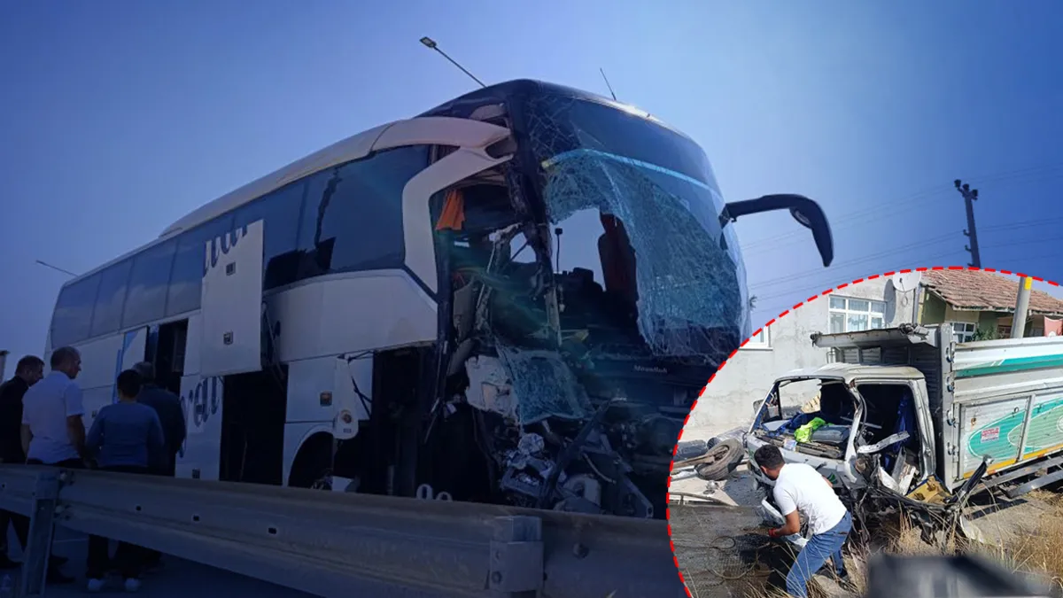 Afyonkarahisar'da feci kaza: Otobüse arkadan çarpan kamyon alt yola savruldu, 1 kişi hayatını kaybetti