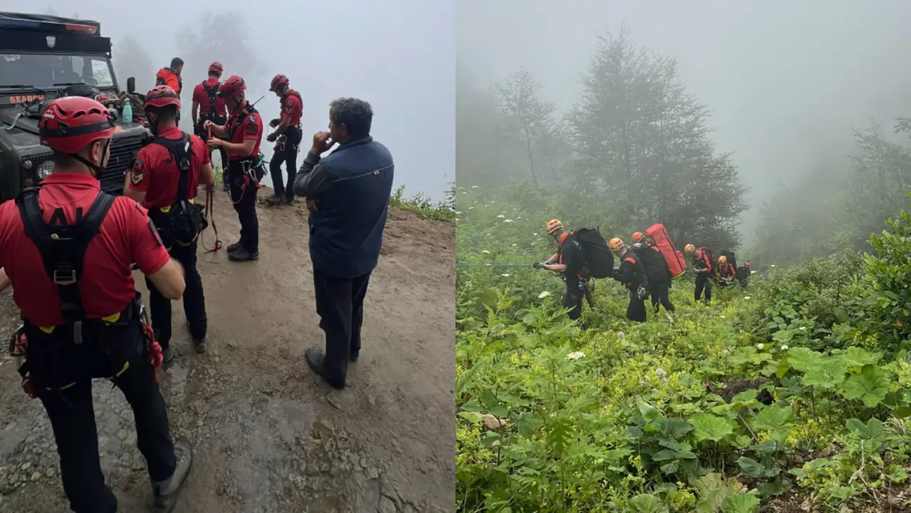 Rize'de 2 gündür aranan yaşlı adamın cansız bedeni 600 metrelik uçurumun dibinde bulundu