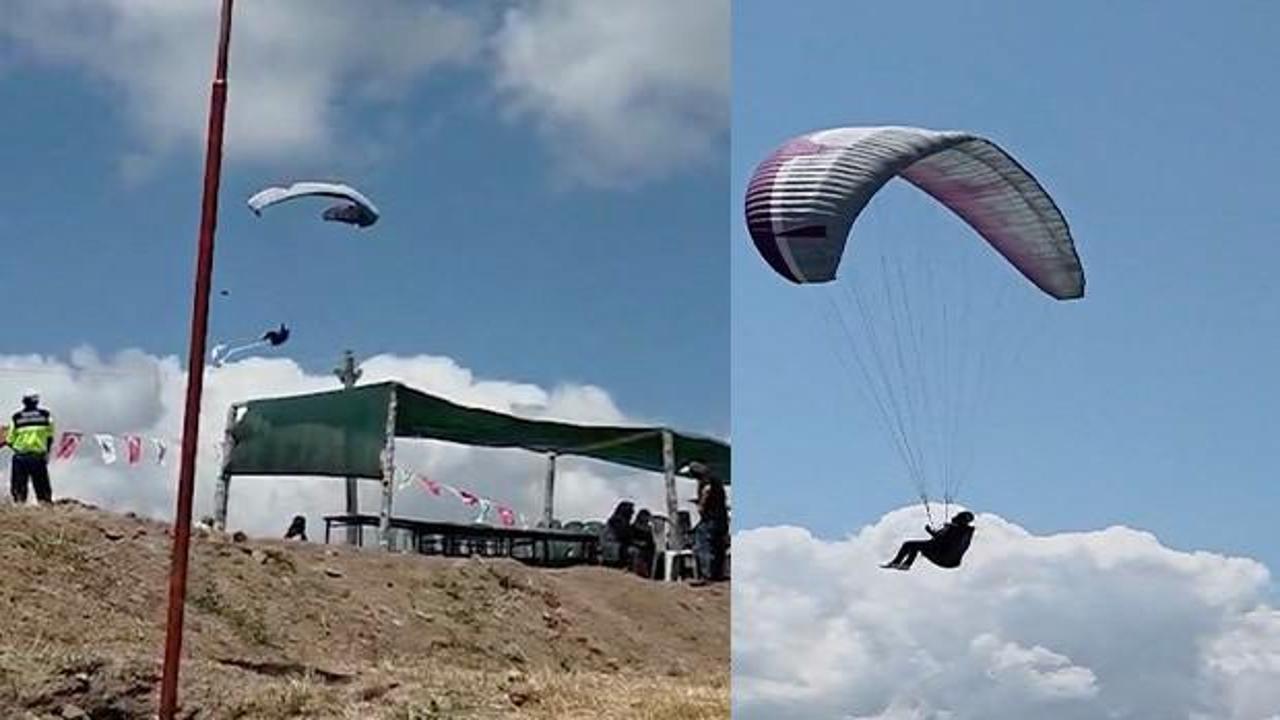 Çorum'da yamaç paraşütü kazası: Pilotun düşme anı saniye saniye kamerada