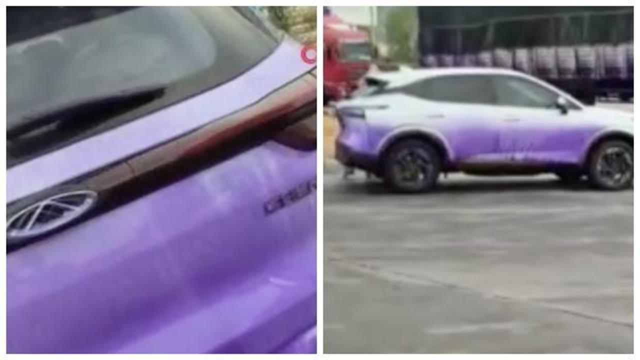 Tırdan yola boya döküldü, araçlar mor-beyaza boyandı: Soruşturma başlatıldı