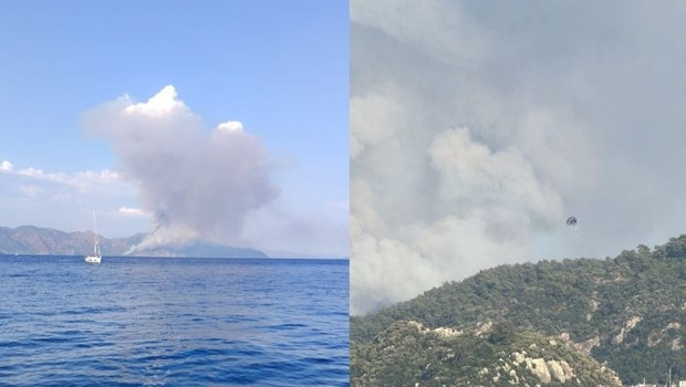 Muğla'nın Marmaris ilçesinde orman yangını: Ekipler havadan ve karadan müdahaleye başladı
