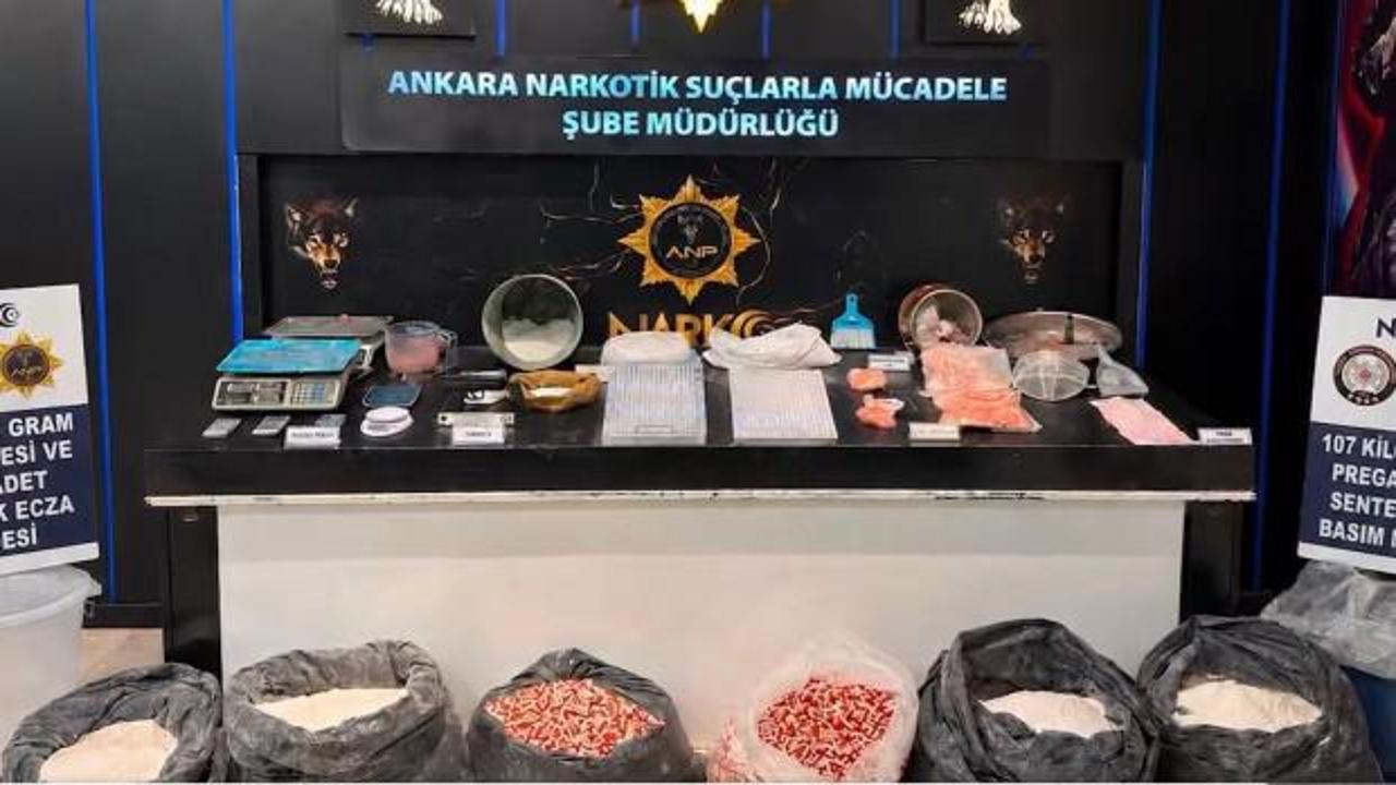 Ankara'da dev uyuşturucu operasyonu: 358 bin hap üretebilecek hammadde ele geçirildi