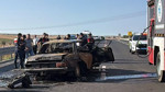 Tekirdağ'da feci kaza: Kafa kafaya çarpışan otomobil alev aldı, 1 kişi hayatını kaybetti
