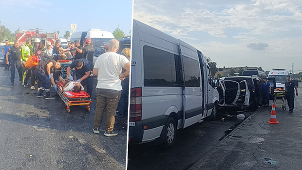 Manavgat'ta feci zincirleme kaza: 6 araç birbirine girdi, 17 kişi yaralandı