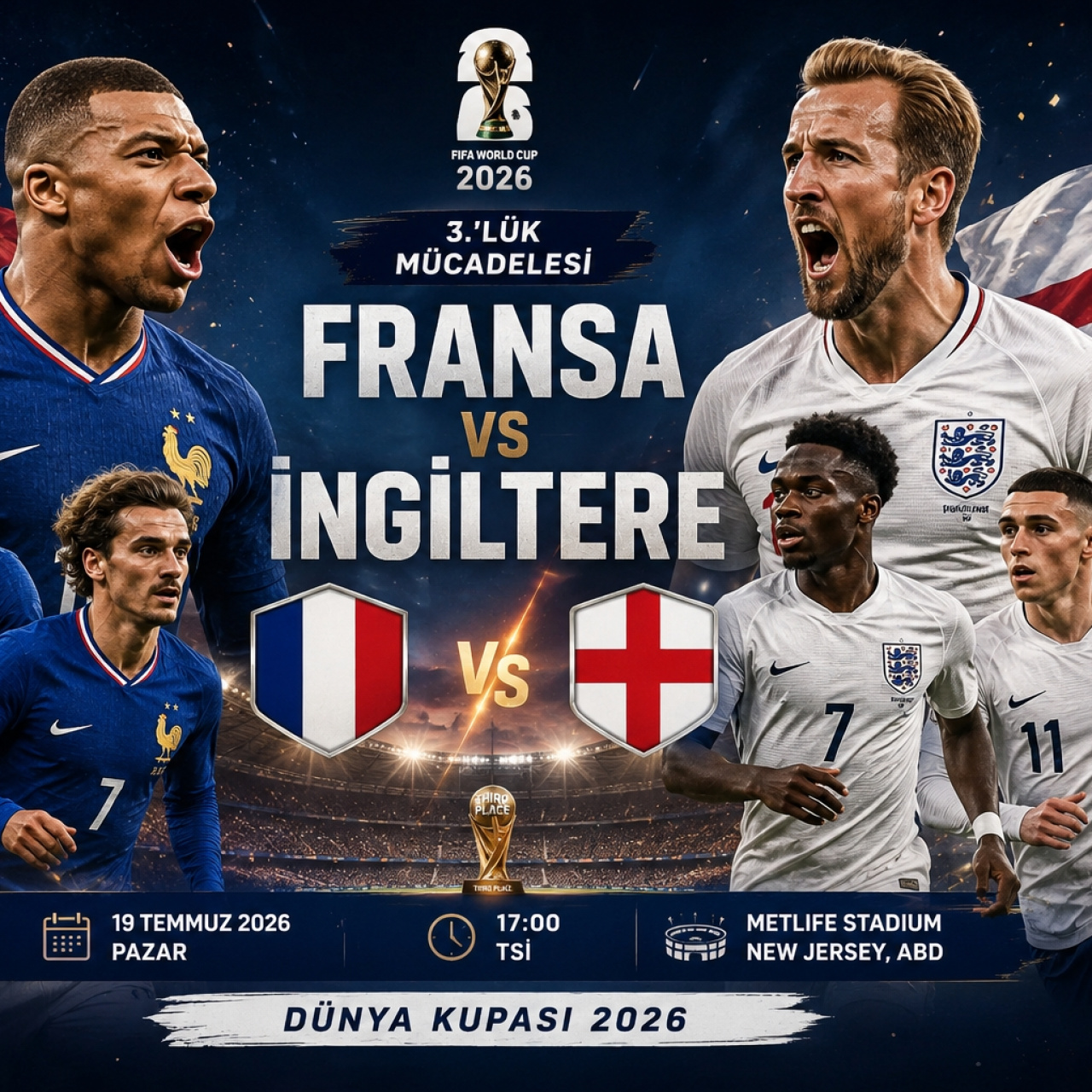Fransa-İngiltere Dünya Kupası Üçüncülük Maçı: Tarih, Saat ve Yayın Bilgileri
