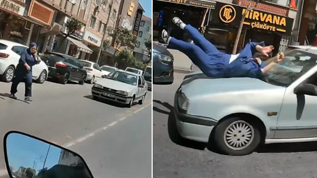 Tehlikeli sollama faciayla bitti: Kadın sürücü metrelerce havaya fırlatıldı