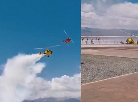 Çin'de turistlerin üzerine gyrocopter düştü: 2 kişi yaralandı